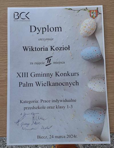 XIII Gminny konkurs palm wielkanocnych - dyplom